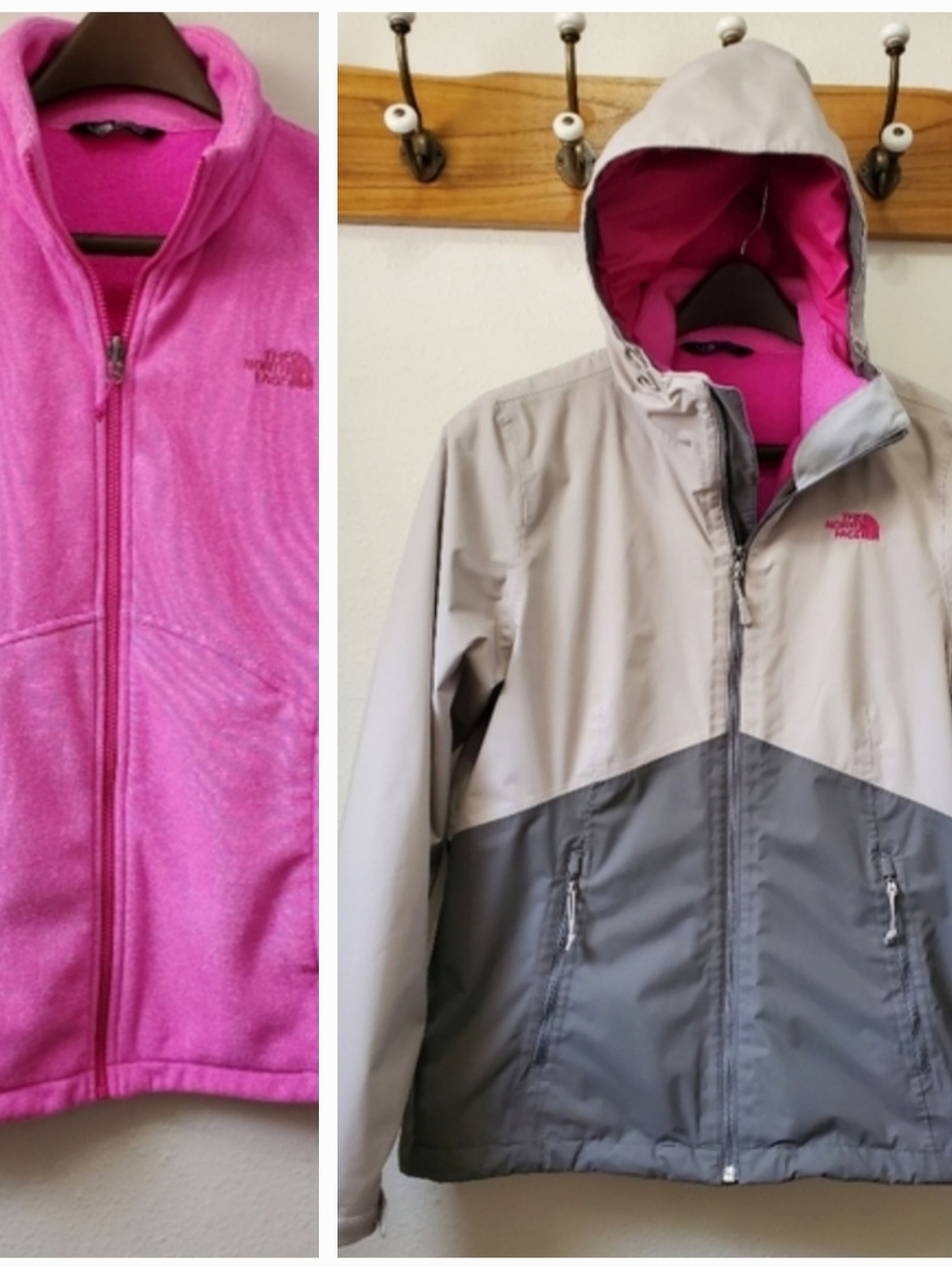 The North Face Women's Gray & Pink Ski Jacket with Fleece Liner